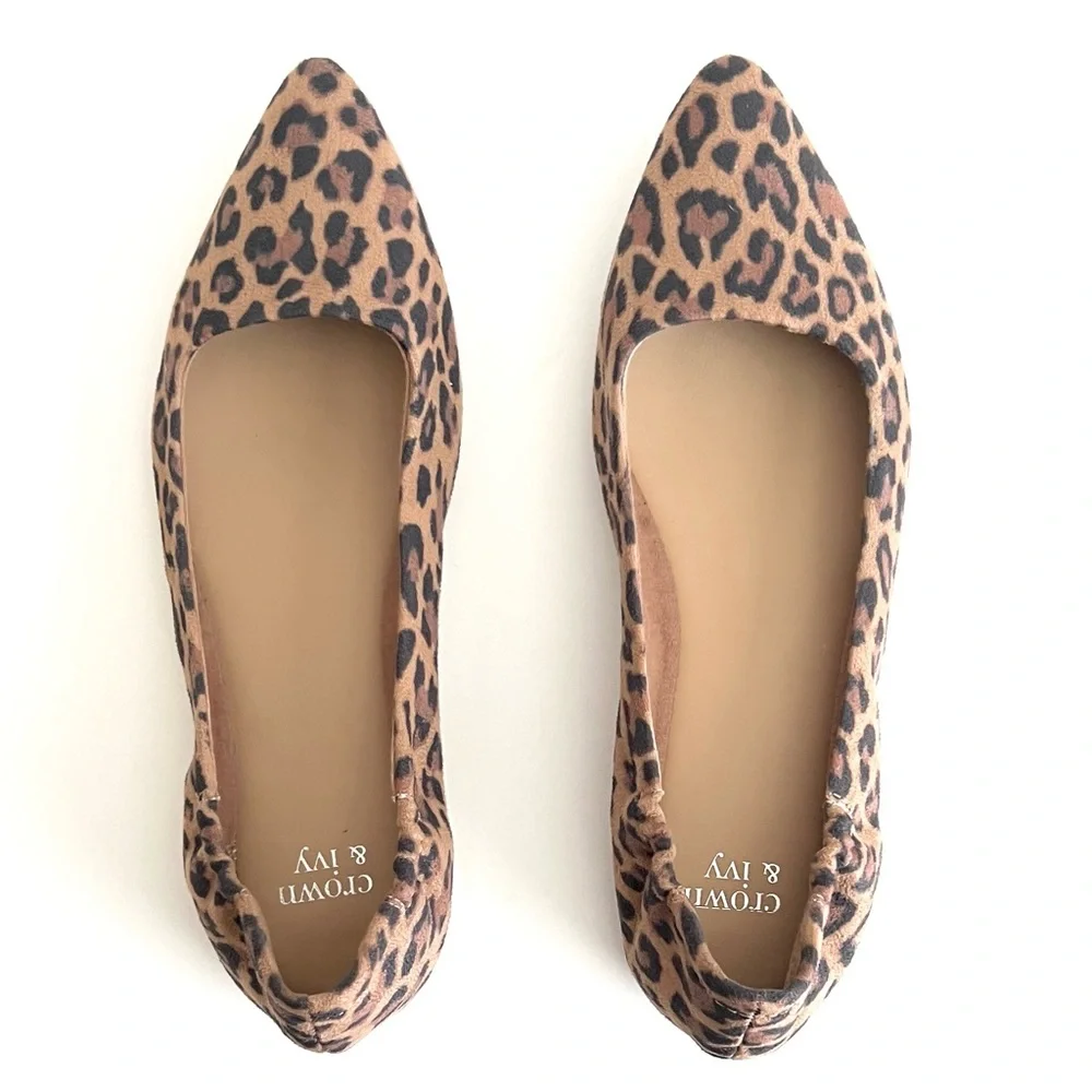 Crown & Ivy Jessica Leopard Print Pointed Flats